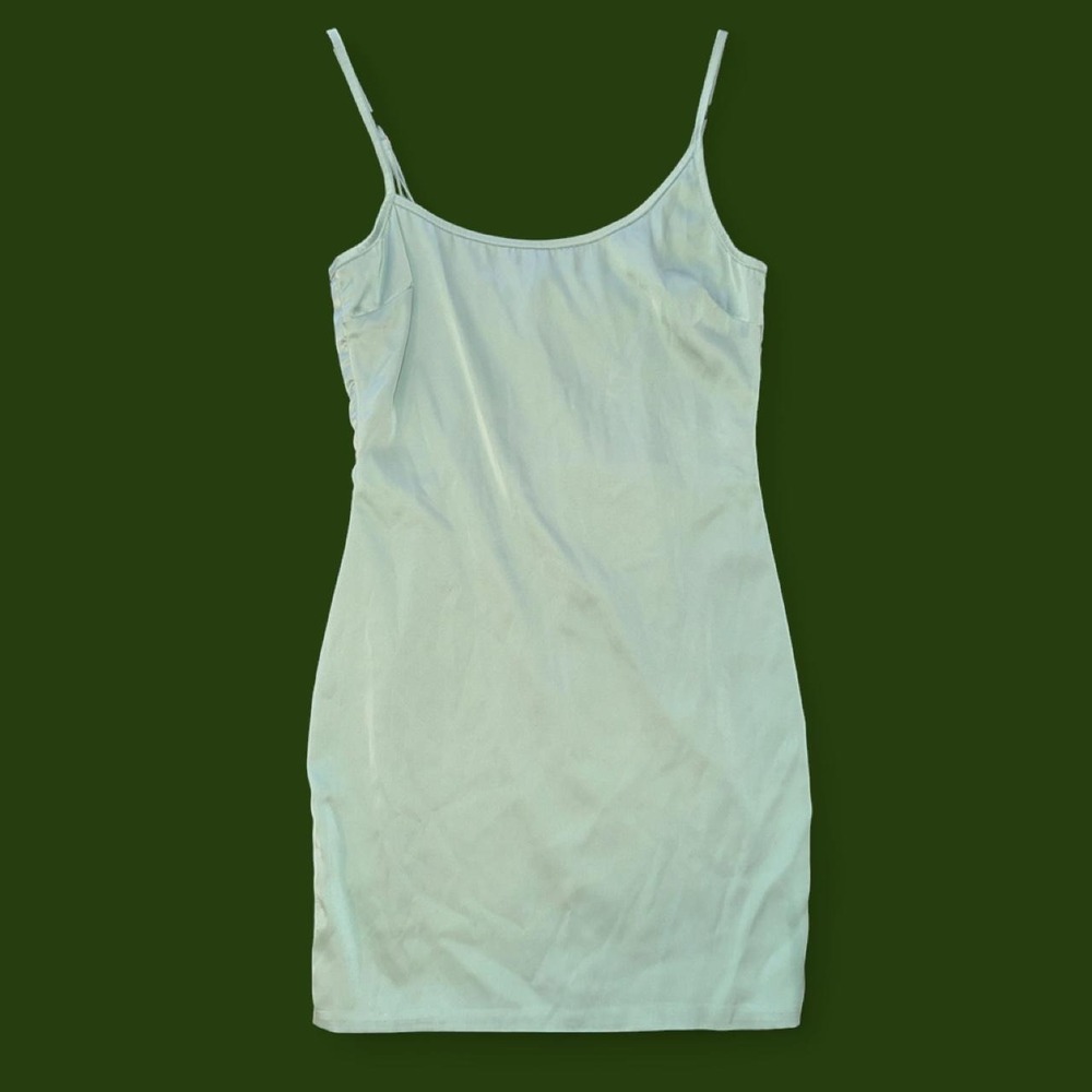 Oh Polly Mint Green Satin Bodycon Mini Dress Adjustable Straps Size 4